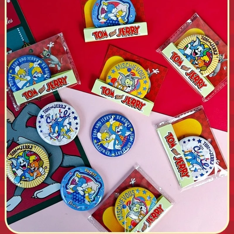 Genuine Tom And Jerry Badge 5styles Brooch Tinplate Accessories Clothes Bag Accessory Cartoon Children And Students Kawaii Gifts