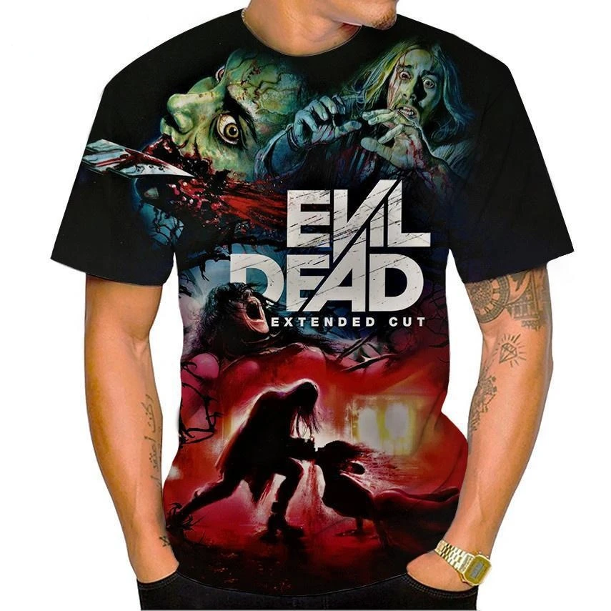 Hot Selling Horror Movie Evil Dead 3D Print Men\'s T-Shirt Personality Hip Hop Unisex Casual Funny T-Shirt Halloween Streetwear