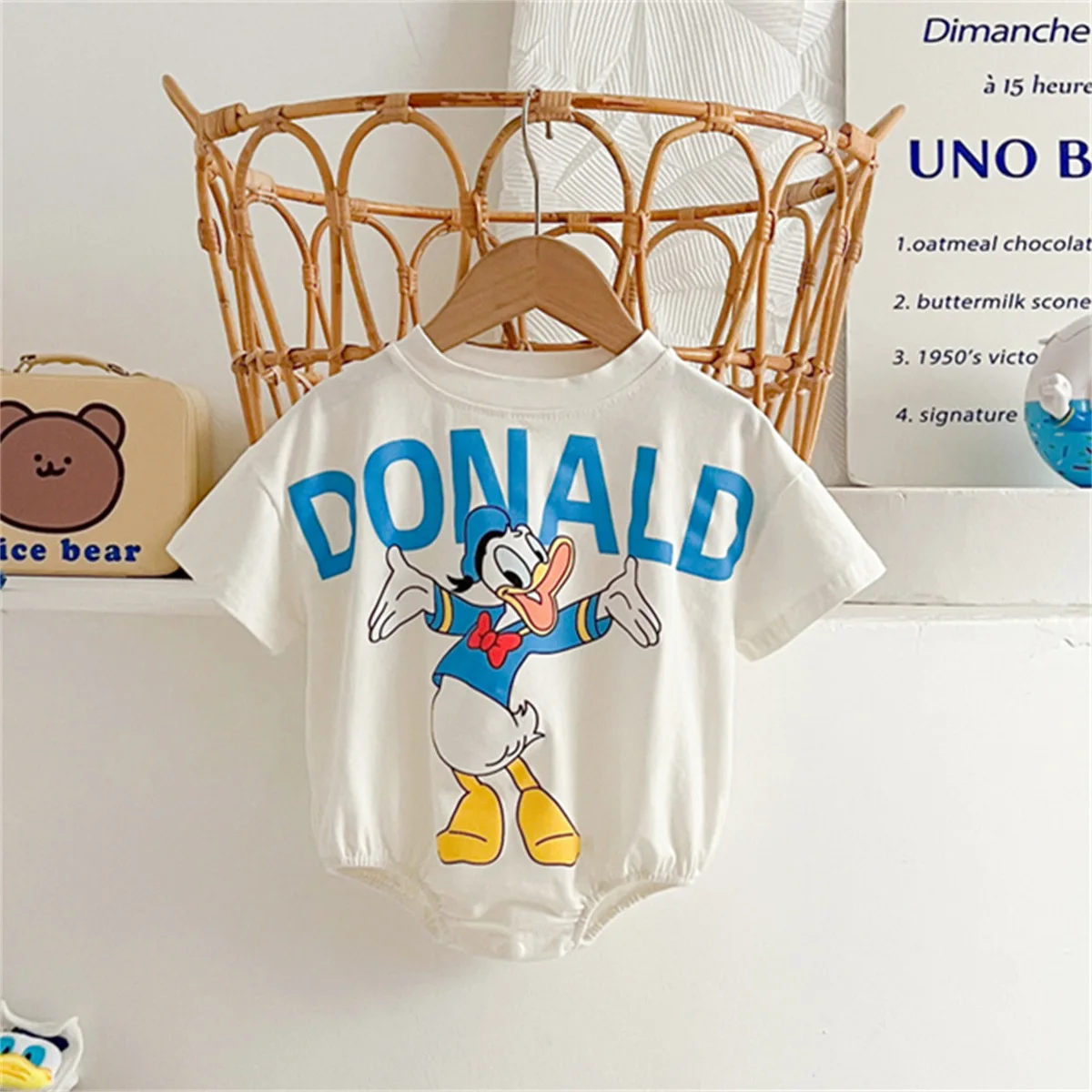 Disney Cartoon Cute Animated Character Donald Duck Male and Female Baby Triangle Wrap Fanny Coat Summer Soft Cotton Baby Clothes