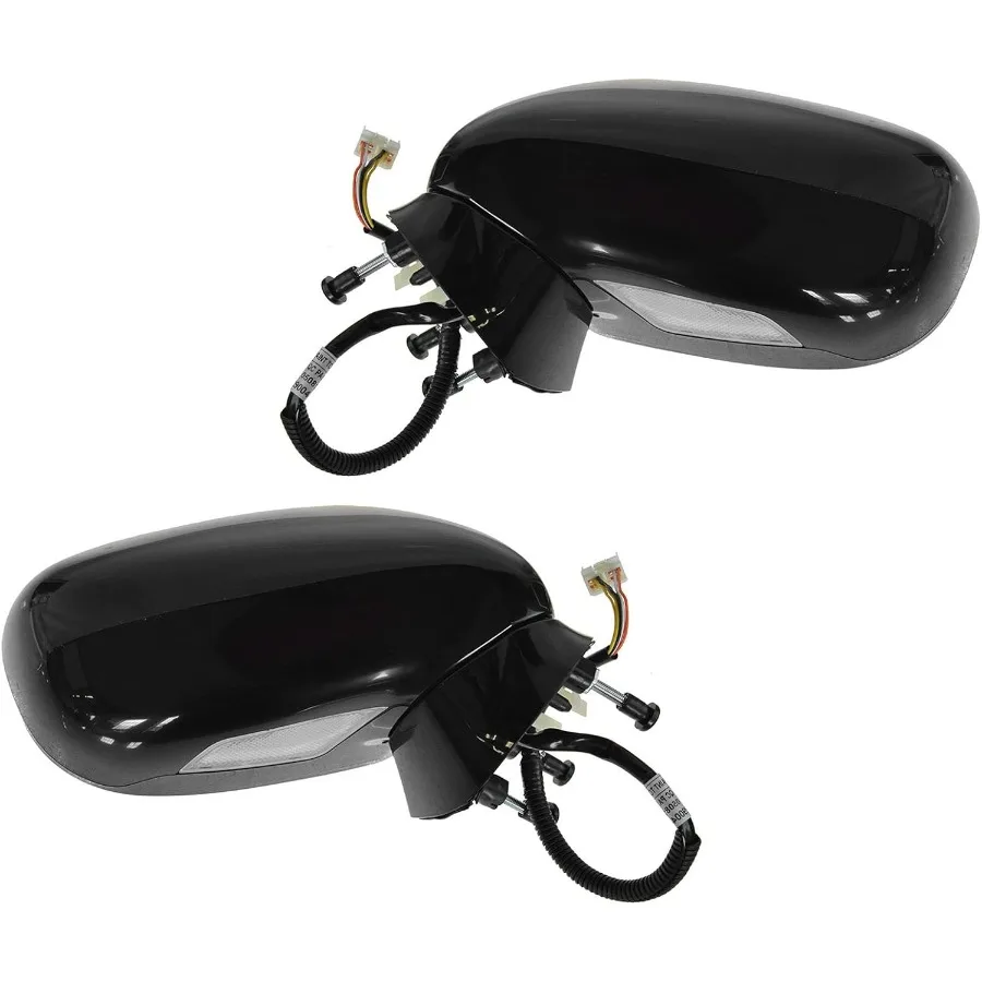 مجموعة مرآة جانبية للسائق والركاب مكونة من قطعتين مع وظيفة تسخين قابلة للتعديل الكهربائي بدون ميزة الذاكرة بلمسة نهائية سوداء C #5