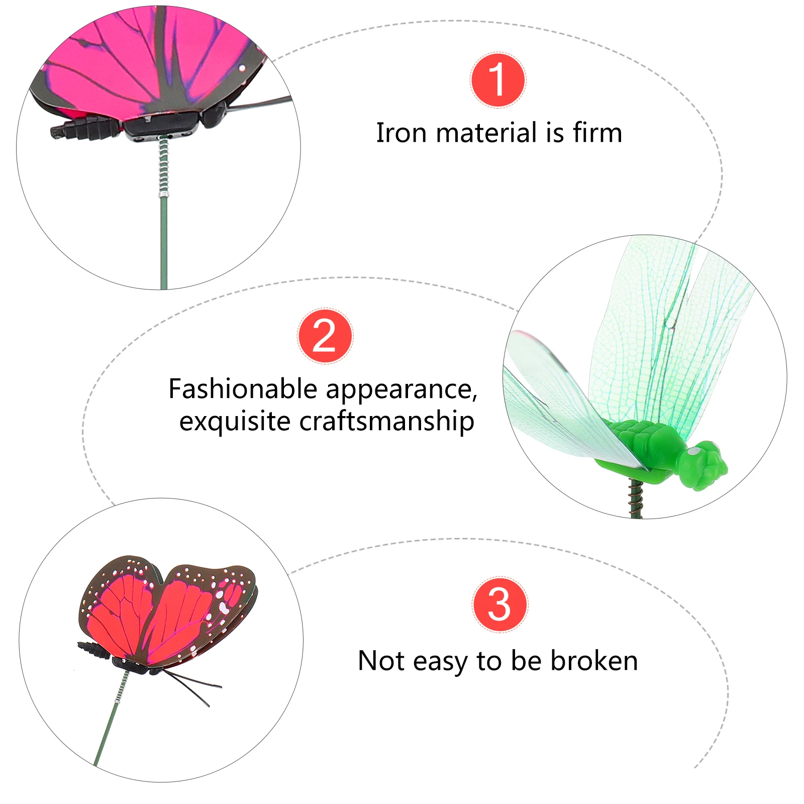 

48Pcs Butterfly Stakes Artificial Garden Decoration Waterproof PVC Simulation Decorative Stakes Dragonfly nament
