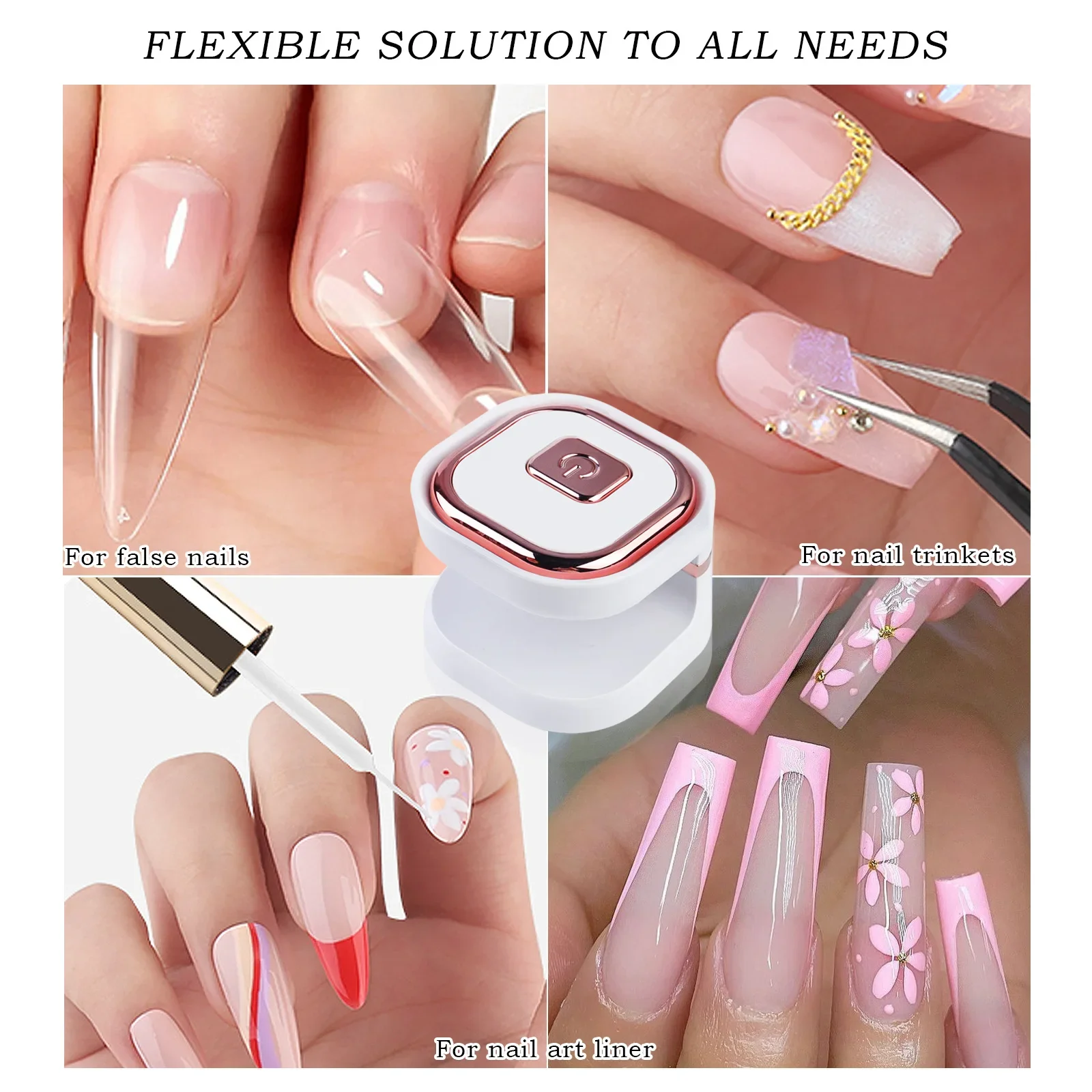 6 Stuks Led Kralen Usb Nail Droger Machine Draagbare Home Sneldrogende Uitharding Licht Voor Gel Polish Manicure Tools Vierkante Vorm UV-Lamp