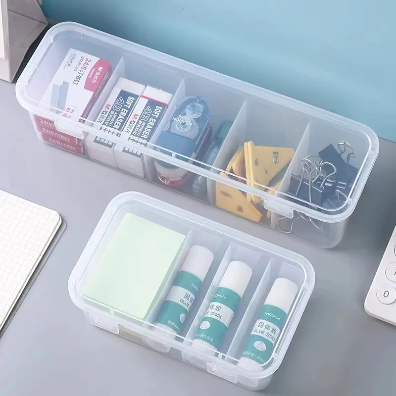 

Desktop Cable Compartments Transparent Dustproof Cable Organizer Storage Box with Lid for Data Charging Cables Office Home Use