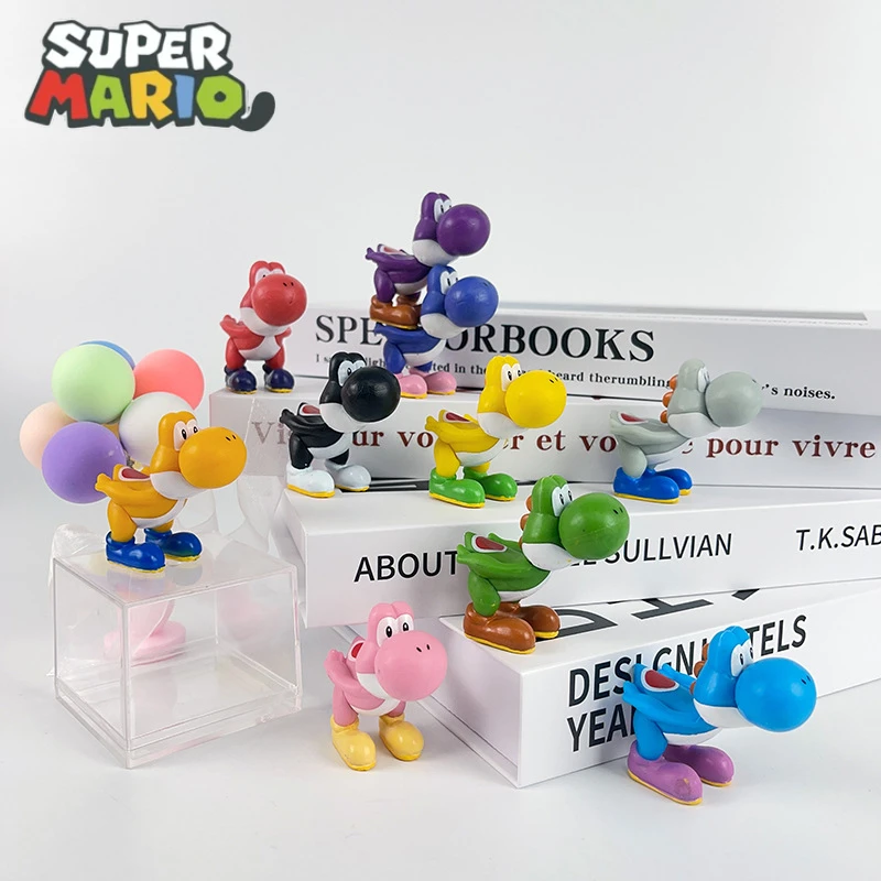 10pcs Game Super Marios Bros Doll Ornaments Kids Action Figures Toys Yoshi Cartoon Decorate Ornament Model Birthday Gifts