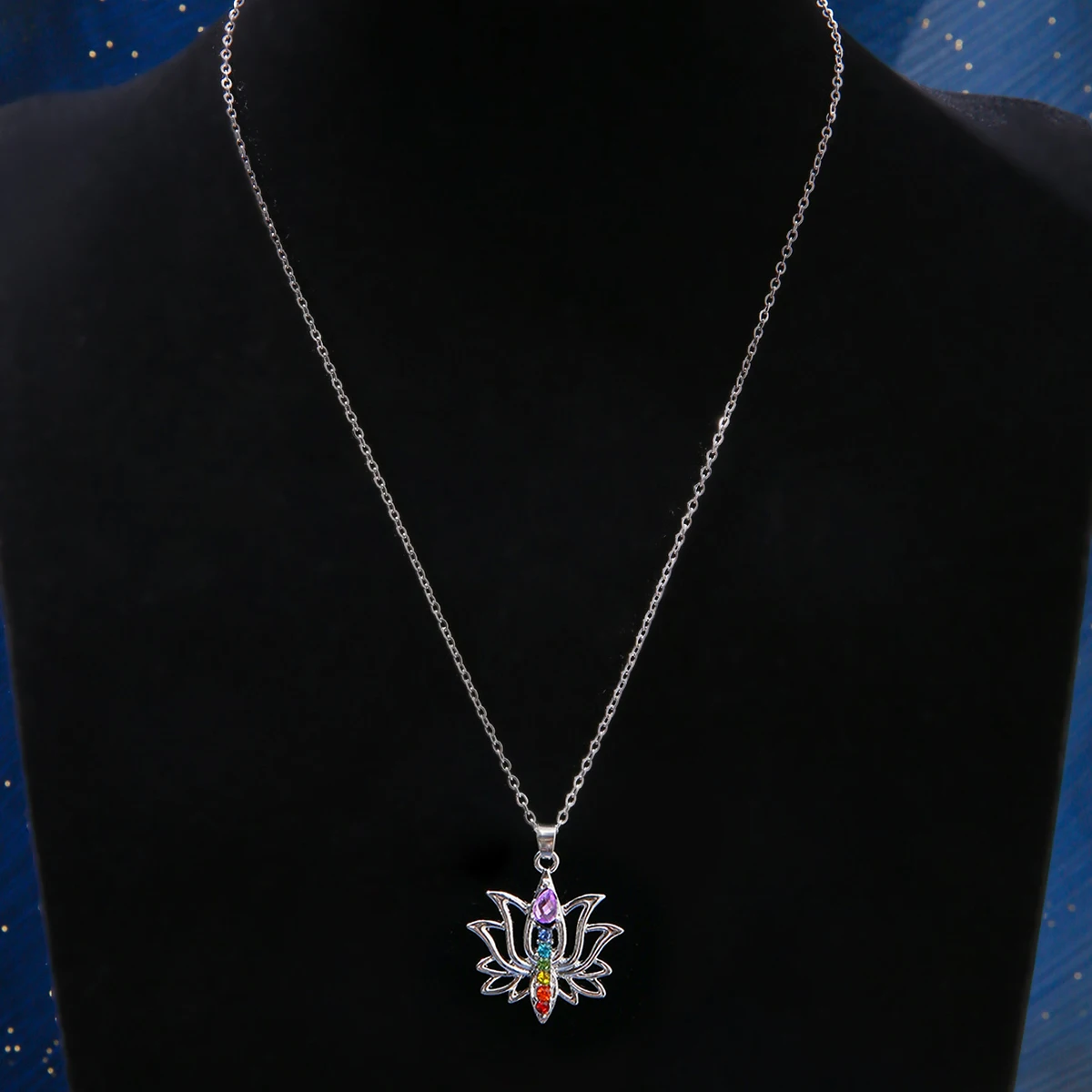 FTCY 7 Chakras Necklaces for Women Elegant Flower Yoga Energy Necklace Exquisite Charms Women\'s Pendant Gift