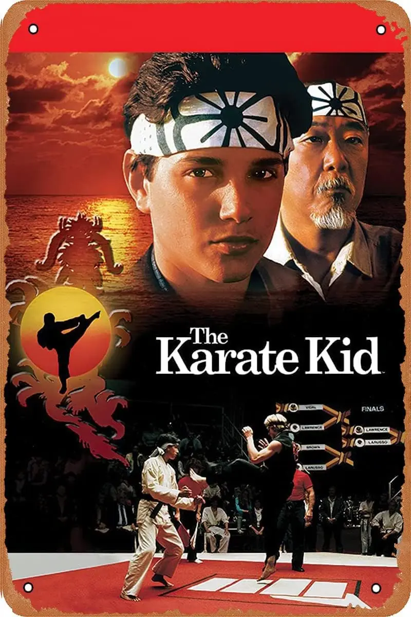 لافتة قصدير لفيلم عتيق، The Karate Kid 1984، علامة معدنية لتزيين الحائط مقاس 8 × 12 بوصة