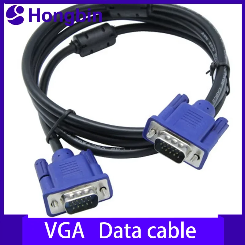 

Кабель VGA-VGA 1,5 м, 15-контактный, штекер-штекер, удлинитель-конвертер для монитора, проектора, ПК, ТВ, видеоконнектор
