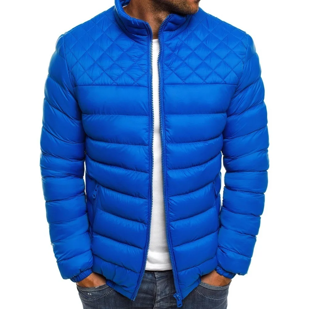 New Lightweight Winter Cotton-padded Jacket for Men, Korean Version of Solid Color Casual Collar Zipper Cotton-padded Jacket