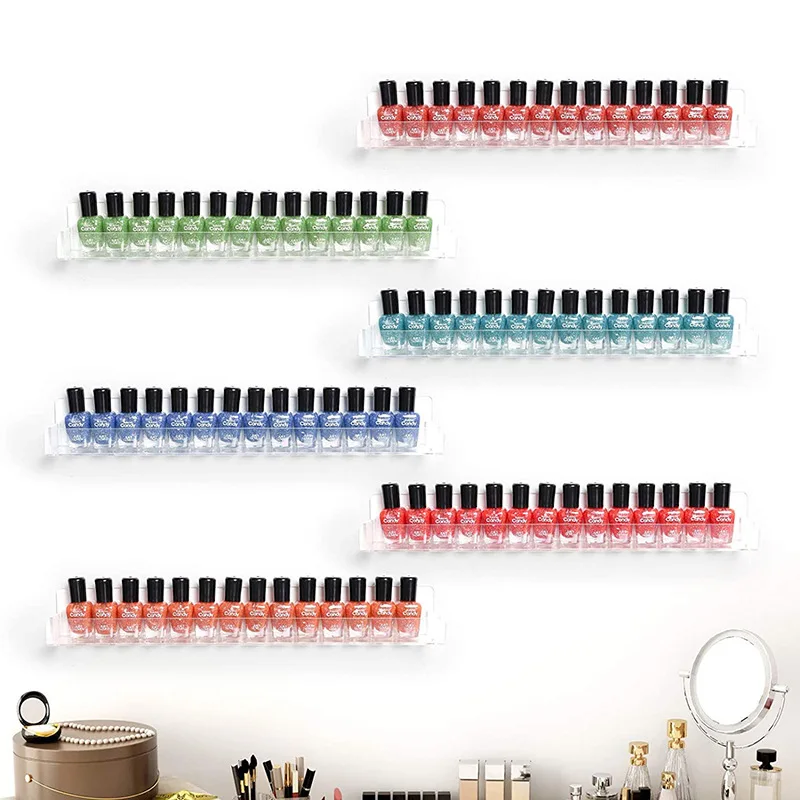 

2/4/6Pcs Acrylic Nail Polish Rack Wall Mounted,Lipstick Essential Oil Bottle Holder Organizer,Books Display Stand Storage Shelf