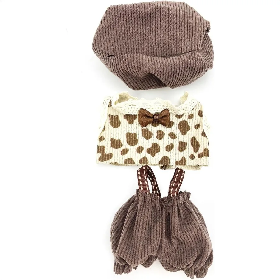 Clothes for Doll NO Doll Included 15 17cm Doll Clothes Set for Doll Outfit Accories for Dolls(Brown Overalls)