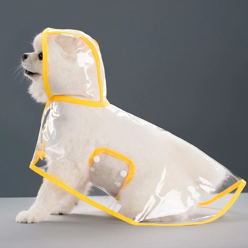 New Raincoat Pet Transparent Outgoing Raincoat Thickened Windproof and Waterproof Large, Medium, and Small Dog Clothes Plastic F