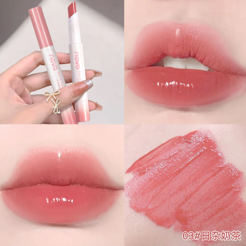 Nourishing Lipstick Jelly Solid Lipgloss Non-stick Cup Mirror Lip Tint Clear Makeup Long Lasting Moisturizing Plump Lipstick Pen