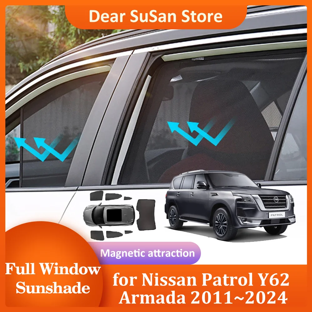 

Магнитный солнцезащитный козырек для Nissan патруль Nismo Y62 Armada 2011 ~ 2024, солнцезащитный козырек на лобовое стекло, солнцезащитный козырек, аксессуары