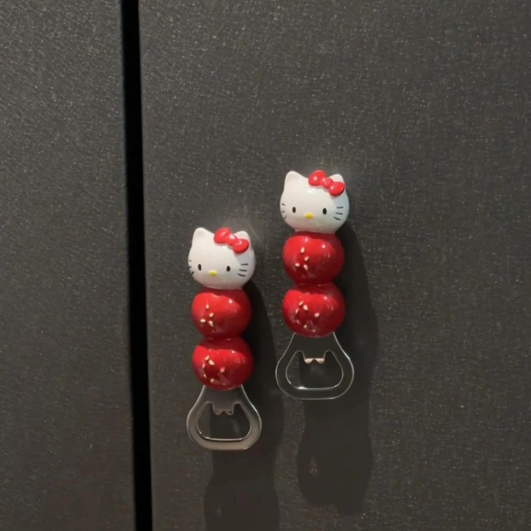 카와이 헬로 키티 귀여운 병따개 냉장고 스티커 자기 맥주 드라이버 만화 홈 인테리어 패치 애니메이션 인형