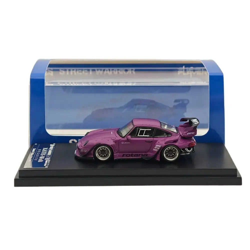 Street WARRIOR SW 1/64 for RWB 993 Rotana Purple Short Wing Diecast Model Car Limited Colledtion Auto Toys Gift