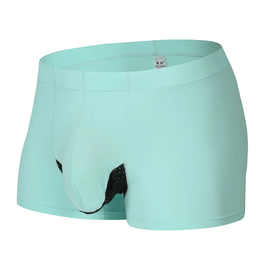 الرجال الحقيبة الملاكمين قصيرة تنفس رقيقة الحرير الجليد السروال شبكة الملابس الداخلية تمتد مريحة الملاكمين ملخصات رجل #5