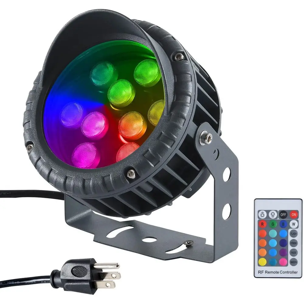 

Светодиодный садовый прожектор RGBW 36 Вт с изменением цвета, с пультом ДУ, водонепроницаемый, для использования на улице и в помещении