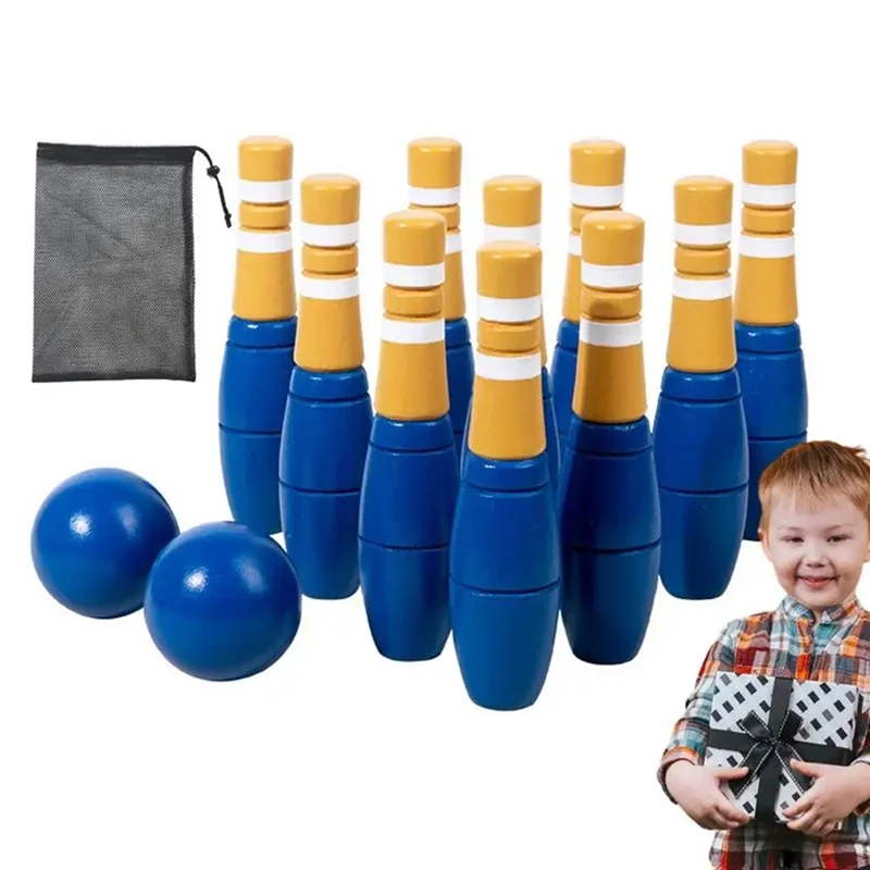 Wooden Bowling Indoor Outdoor Bowling Toys Kids Bowling Set Interactive Toy