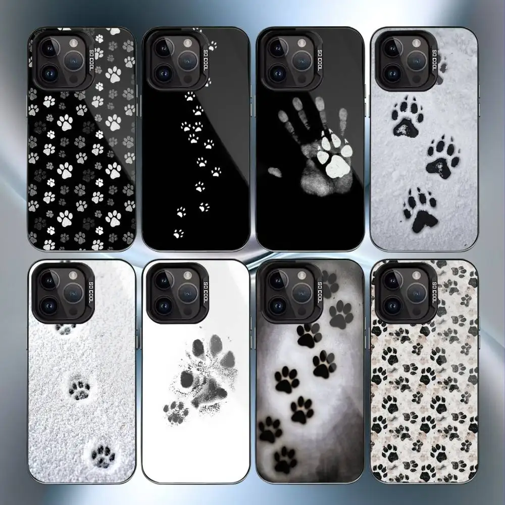 

Cute Dog Paw Print Phone Case For iPhone17,16,15,14,13,12,11 Plus,Pro Max Black Candy Matte Shockproof Cover
