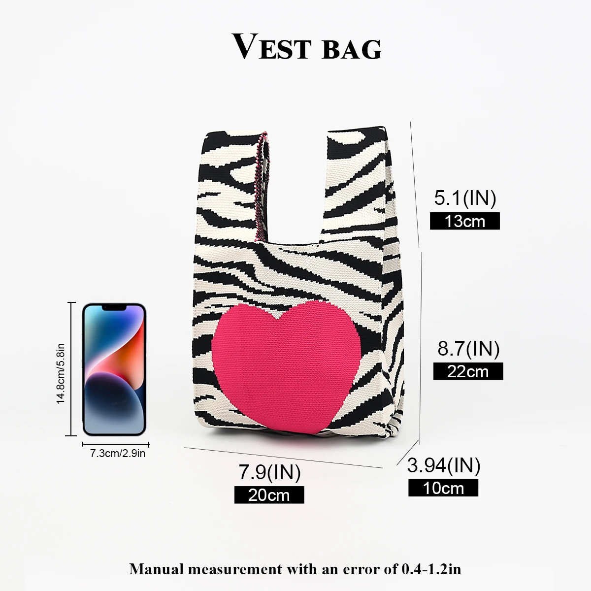 Retro Zebra Heart-Shaped Handbag, Suitable for Carrying Umbrellas, Cell Phones, Cosmetics, Books, and More. Perfect for Daily Outings, Fitness, Shopping, School, Outdoor Activities, and Is Fashionable and Versatile, Suitable for All Seasons and Various Settings