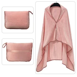 Flannel Shawl Blanket Multifunctional Travel Pillow Foldable Cape Warm Plush Jacket Dual-purpose Clothes Office Nap Lightweight