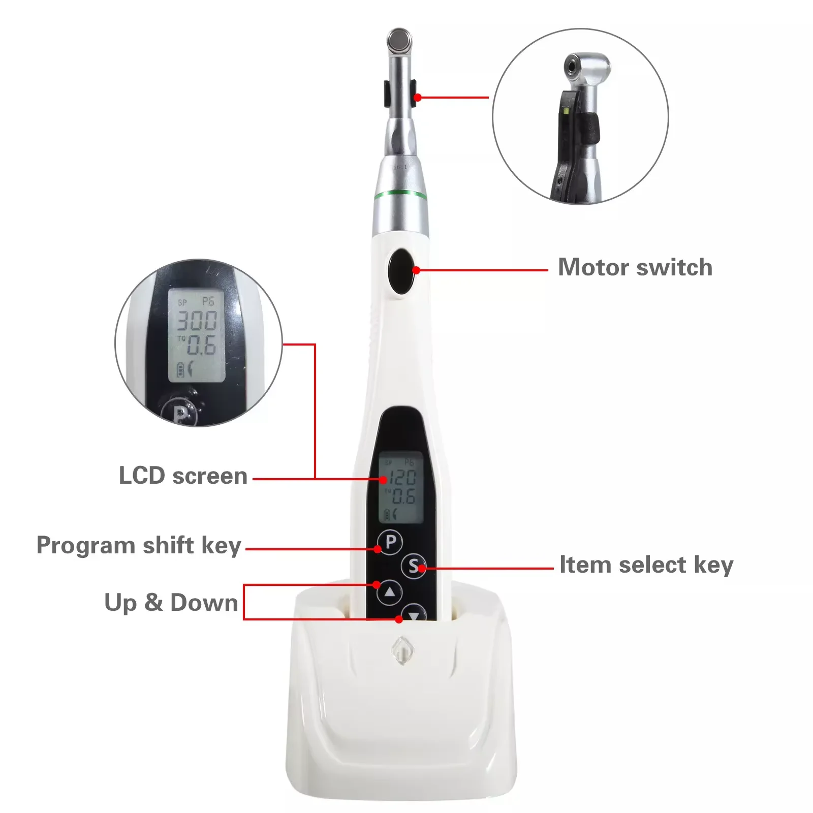 

Dental Cordless Wireless LED Endo Motor Endodontic​ Treatment 16:1 Contra Angle Handpiece