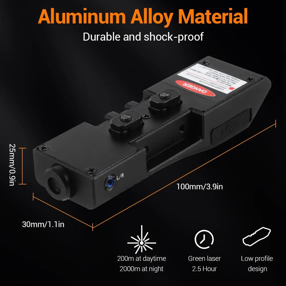 Tactical Green Laser Sight Compatible with M-Lok Rail and Picatinny Rial Rifle Laser Sight Laser Aiming Sight Hunting Accessory