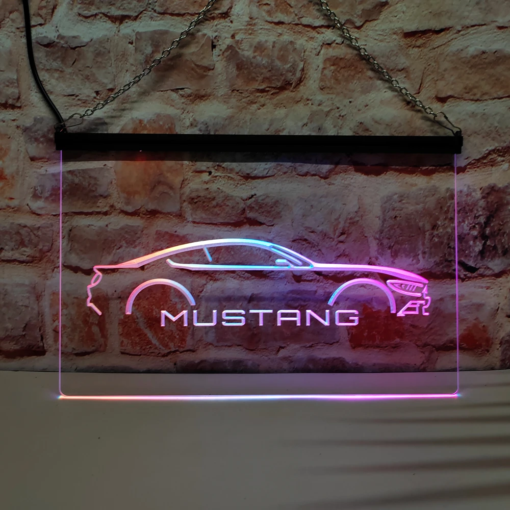 Mustang Shop Party-LED Neon Sign Featuring Colorful Flowing Effect,Perfect for Home Decoration and Creating Party Mood