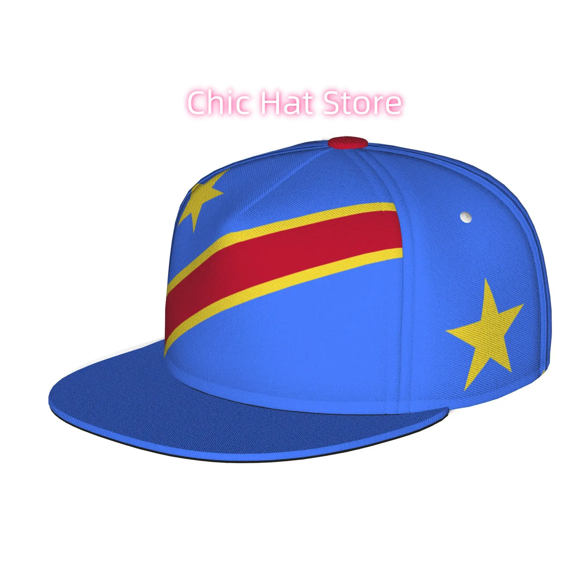 Men's & Women's Congo DR Flag Baseball Cap - Adjustable Snapback Flat-Top Hat with Congo National Colors, Lightweight Suitable f
