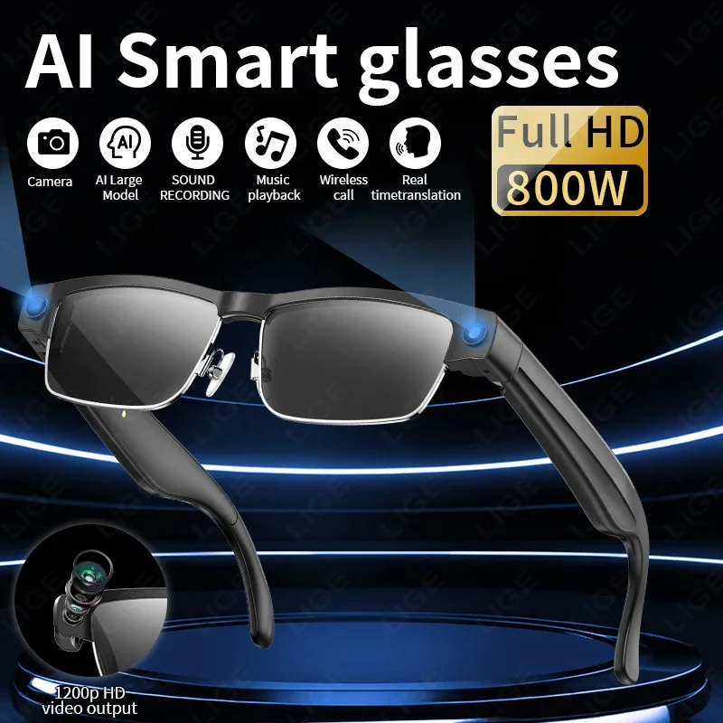 

New Sunglasses Smart Glasses 8 Million Pixels Recording Videos AI Photo Recognition Answer Translation 270mAh Bluetooth Glasses