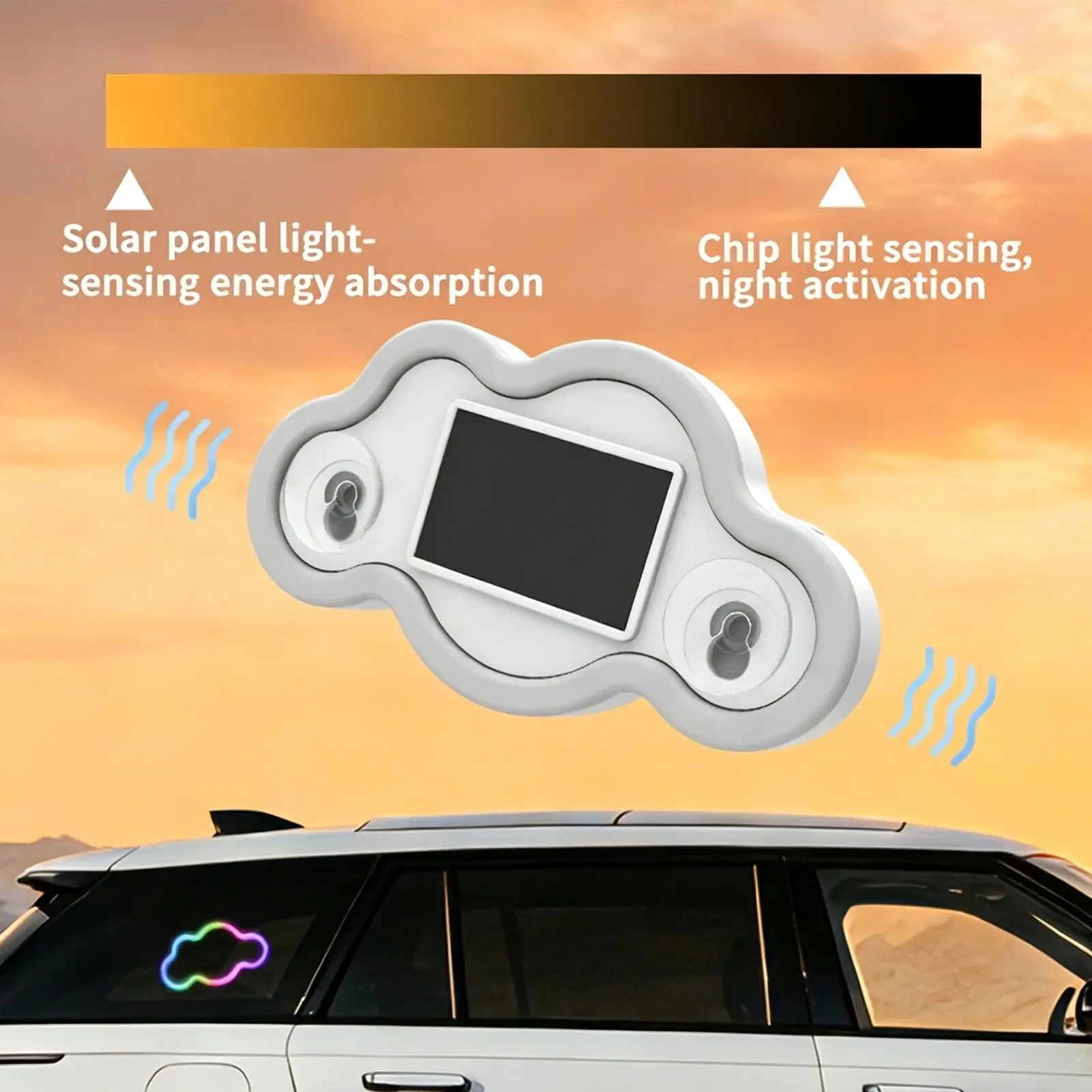 Solar Powered Car Window Light Multiple Color Mode Cloud Lamp Rear Car Window Lights For Truck Trailer Tractor SUV RV Vehicle