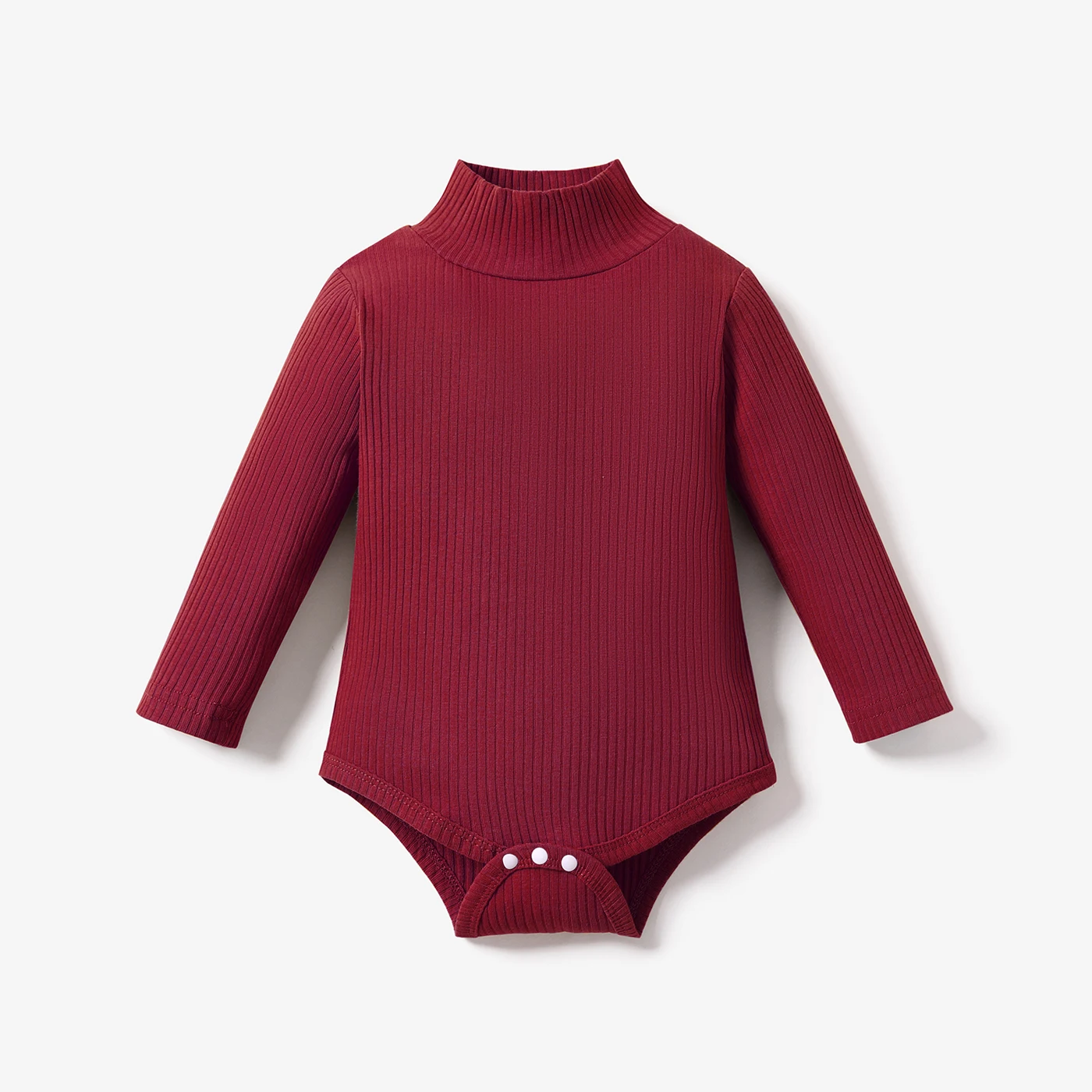 PatPat Baby Boy/Girl 95% Cotton Ribbed Turtleneck Long-sleeve Romper