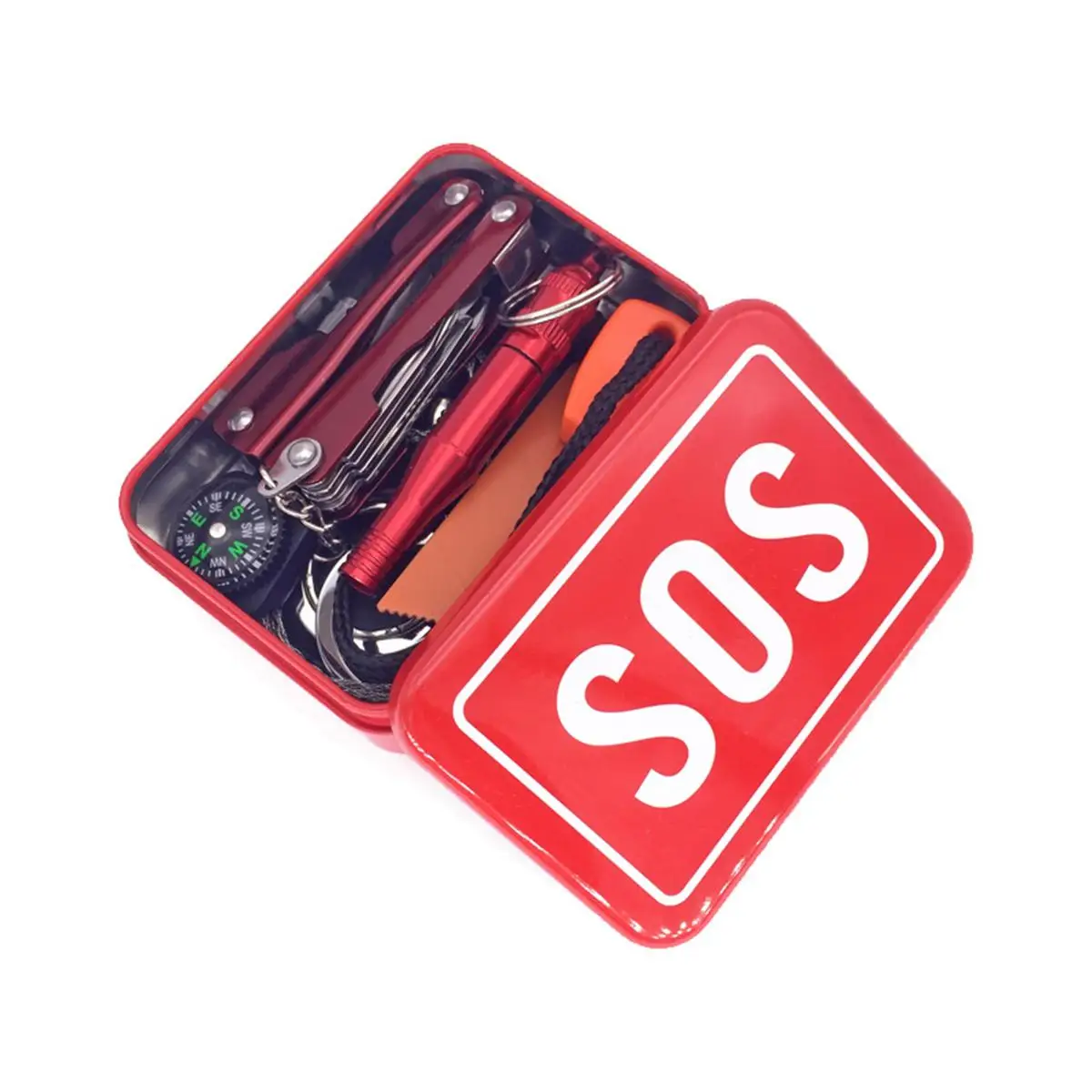 

Outdoor Survival Box Emergency Tool Kit Lightweight Compact Hiking Gear Life Preserver SOS Case Multipurpose Storage