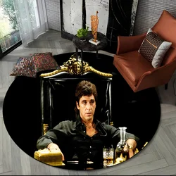 3D Printing Movie Scarface Tony HD Round Carpet Rug for Living Room Bedroom Child Playroom Decor,Pet Area Rug Non-slip Floor Mat