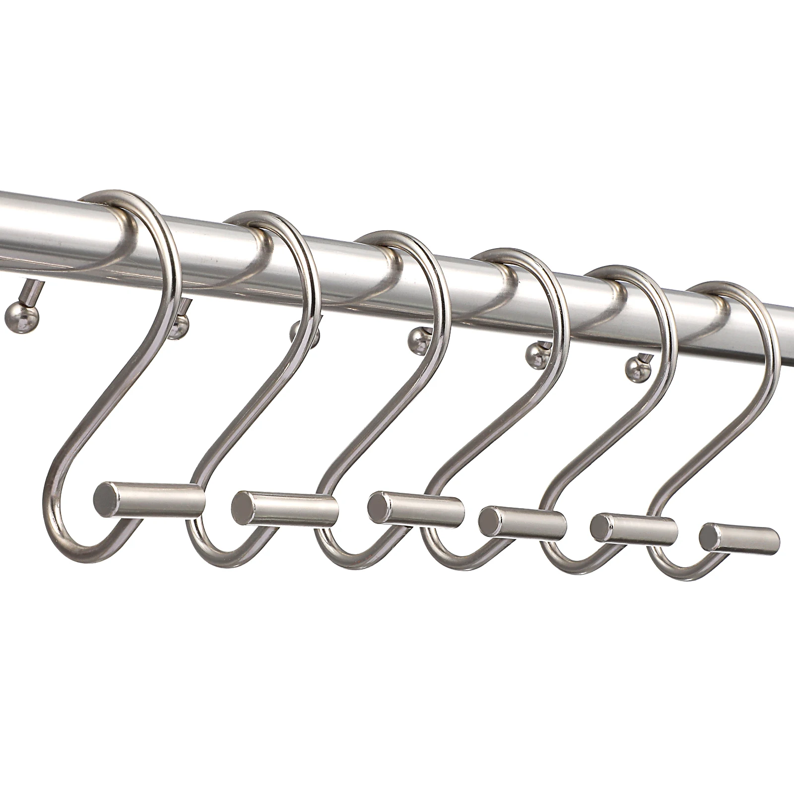 

12 pcs Shower Curtain S Hooks Durable Iron Sturdy Strong White Nickel Multi Purpose Bath Hooks Rod Rings For Bathroom Shower