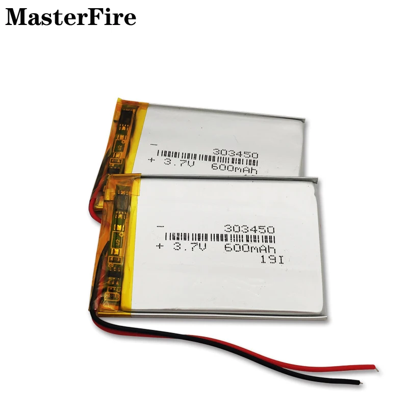 Wholesale 303450 3.7V 600mah Rechargeable Lithium Polymer Battery for GPS Navigator Bluetooth Recorder E-Book Camera Batteries