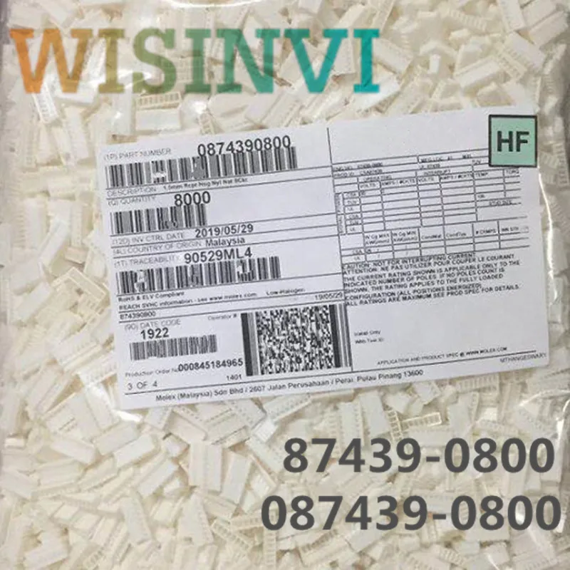 

100pcs/lot 87439-0800 0874390800 874390800 Rubber shell 8P Spacing: 1.5mm Connector