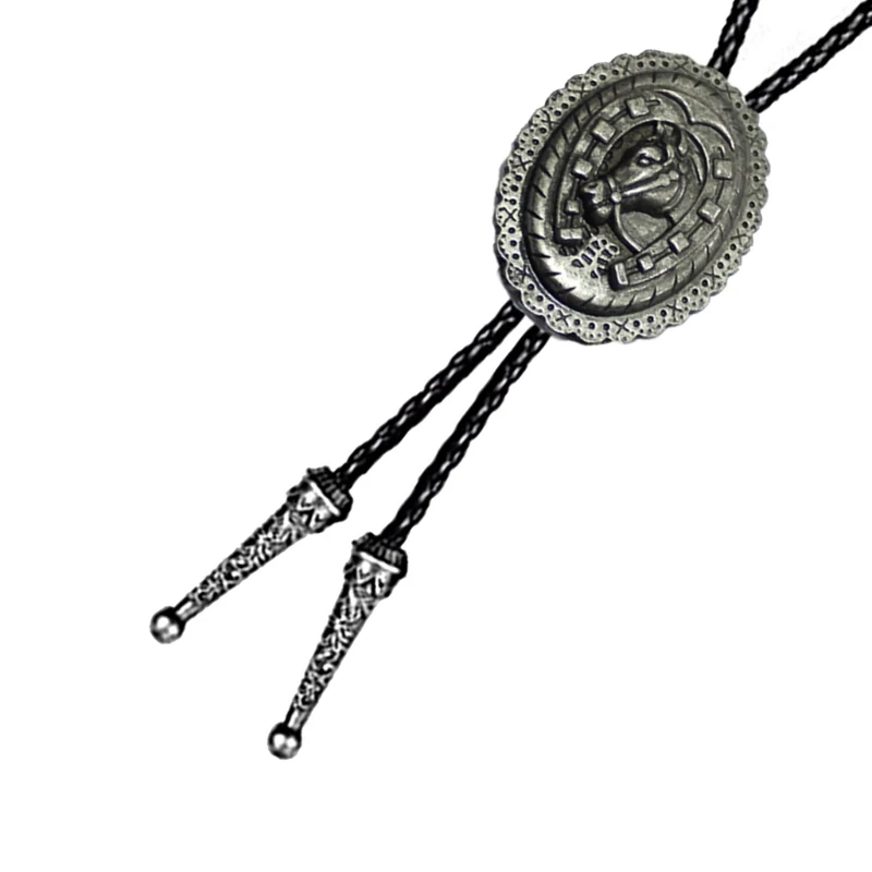 Collier occidental sculpté tête cheval, pendentif, cravate pour chemise d'adolescent, décor pull