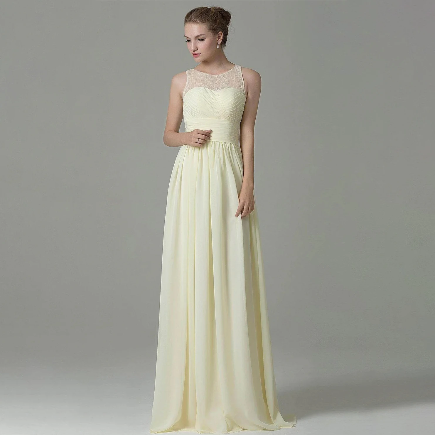 

2025 Evening Dresses For Wedding Guest Round Neck Sleeveless Pleated Chiffon Prom Dresses Formal Celebraty Dress For Women