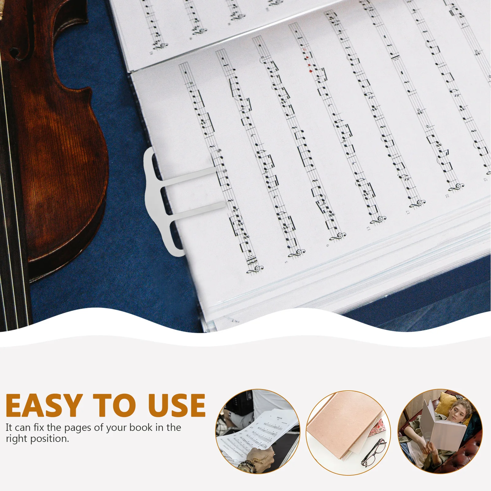 

Piano Score Clip Music Clips for Notation Hands-free Small Page Metal Book Holder