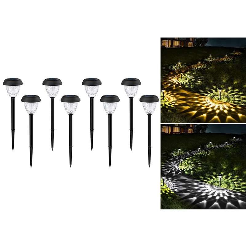 

HOT! Solar Lights Outdoor Waterproof 8 Pack, Faster Charge Solar Lights For Outside With Vibrant Mandala Pattern