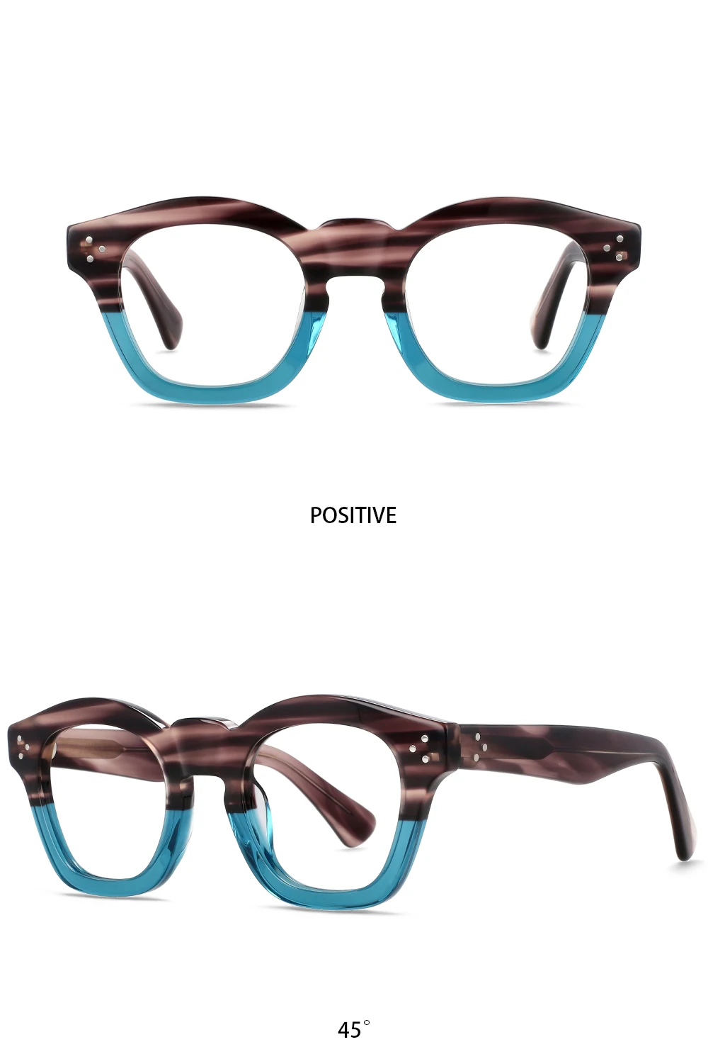 55352 Optische Brillengestelle für Herren und Damen, Vintage-Brille, Computer-Acetat-Brillengestell für Herren, klare Linse – Detail 12