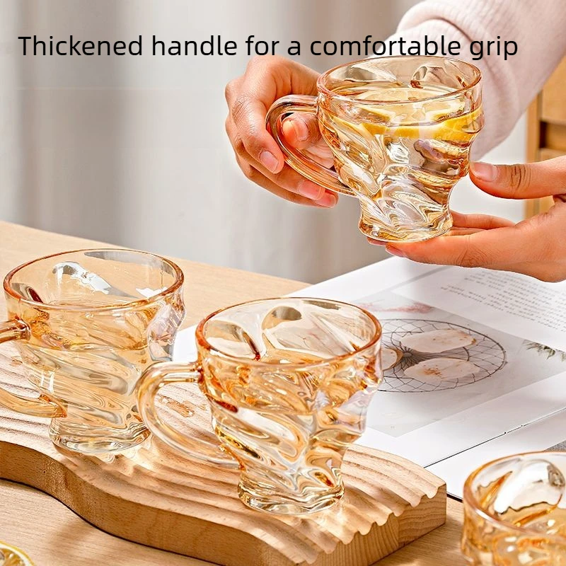 Creative Thick-Bottom Clear Glass Mug for Living Room, Show Off Elegant Mug While Serving Juice or Iced Tea, Home Decor Piece