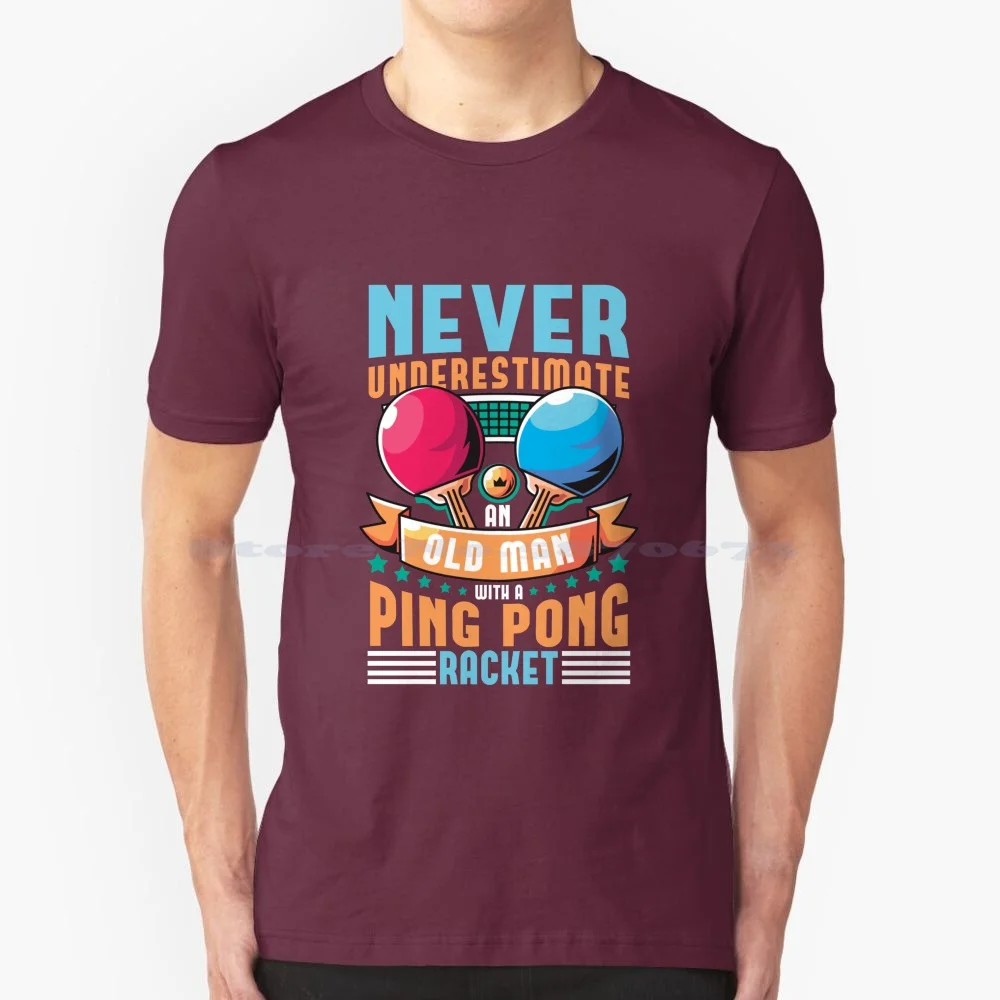 Pingpong Racket T Shirt 100% Cotton Tee Racket Table Tennis Tiebreak Grand Slam Paddleball Sport Hard Courts Grass Courts