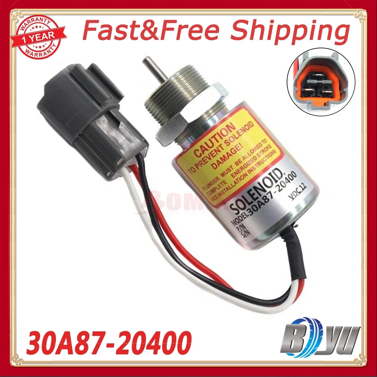 

30A87-10400 30A87-20400 For Mitsubishi L3E S3L S4L WR 12V Fuel Shut Off Solenoid