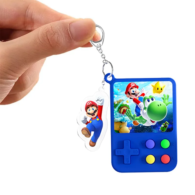 Porte-clés en silicone Super Mario Game pour garçons et filles, pendentif, figurine d\'anime de dessin animé, console de jeu, breloque, cadeaux