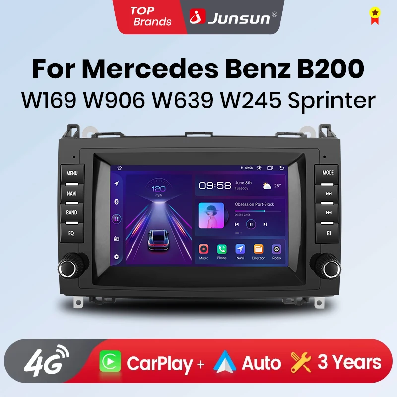 Junsun Android Auto Radio for Mercedes Benz B200 Class Sprinter W906 Viano Vito W639 Carplay Car Multimedia GPS 2din autoradio