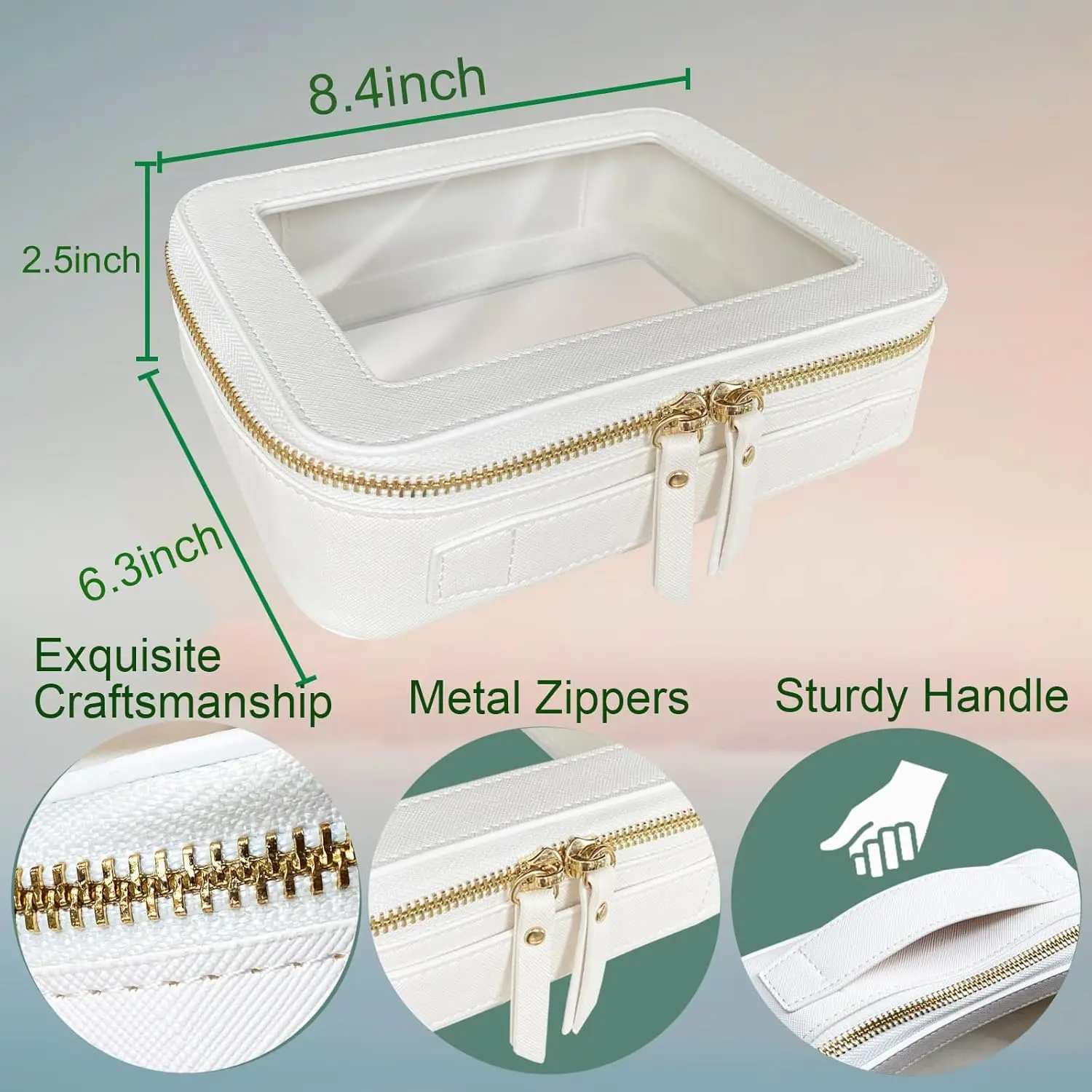 Transparent makeup bag with zipper and handle, portable transparent travel toiletries bag set, suitable for women and men, chic