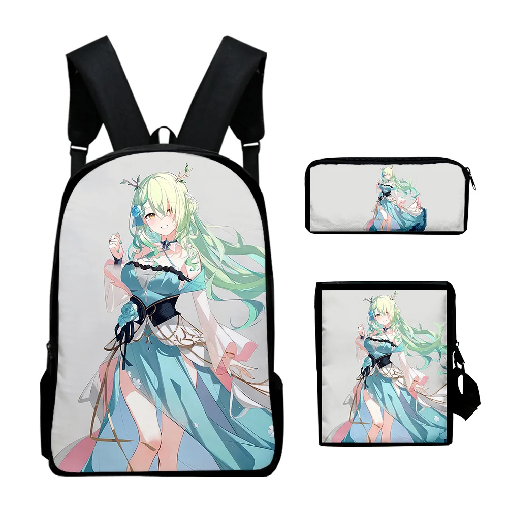 Harajuku Hololive VTuber Ceres Fauna 3D 3pcs/Set pupil School Bags Laptop Daypack Backpack Inclined shoulder bag Pencil Case