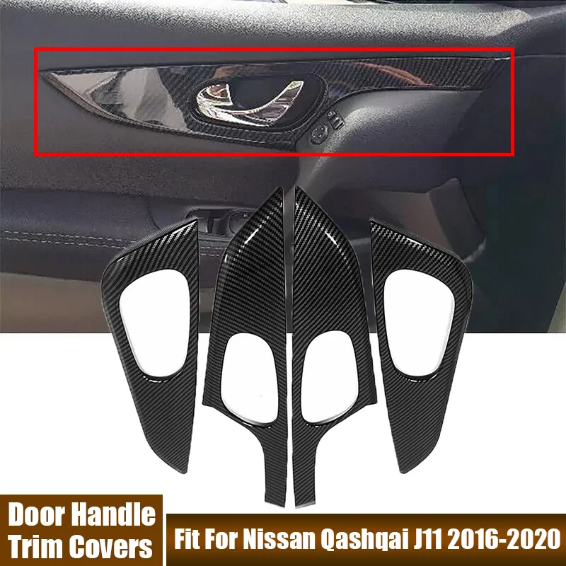 4Pcs/set Car Interior Door Handle Trim Covers For Nissan Qashqai J11 2016 2017 2018 2019 2020 Car Accessories Decorative Frame
